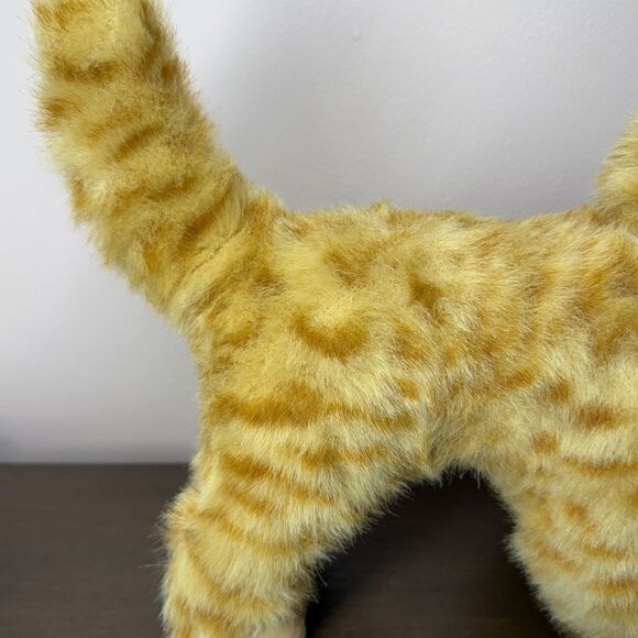 Steiff Standing Kitty Cat Orange Fur Eyes Brass Button Yellow Fabric Tag 099571 - Picture 10 of 16